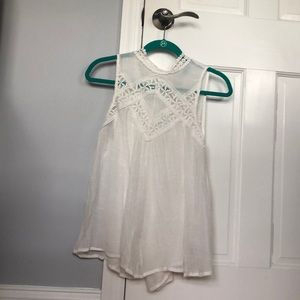 White lace sheer shirt